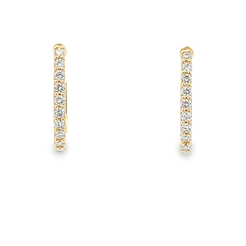 Genuine .25ct Diamond Hoop Earrings 14KT Yellow Gold