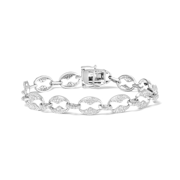 14K White Gold 1 1/2 Cttw Round Diamond Set Link Bracelet (I-J Color, I1-I2 Clarity) - 7"