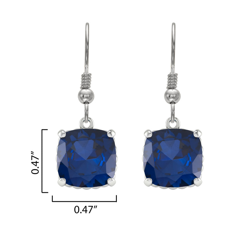 Sterling Silver with Blue Sapphire Dangle Earrings