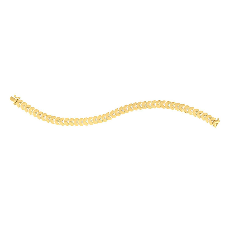 14k Yellow Gold 7 1/2 inch Laurel Leaf Bracelet with Diamond (7.40 mm)