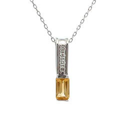 .06ct Citrine Diamond Fashion Pendants 10KT White Gold