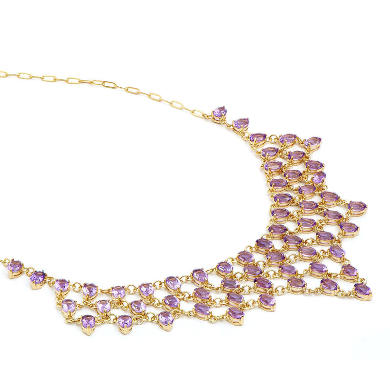 42 ctw Amethyst 18K Gold Plated Designer Necklace 19 in