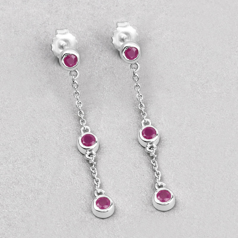 0.78 Carat Genuine Ruby .925 Sterling Silver Earrings