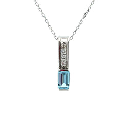 Blue Topaz Diamond Fashion Pendants 10KT White Gold