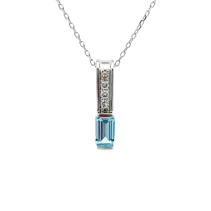 Blue Topaz Diamond Fashion Pendants 10KT White Gold