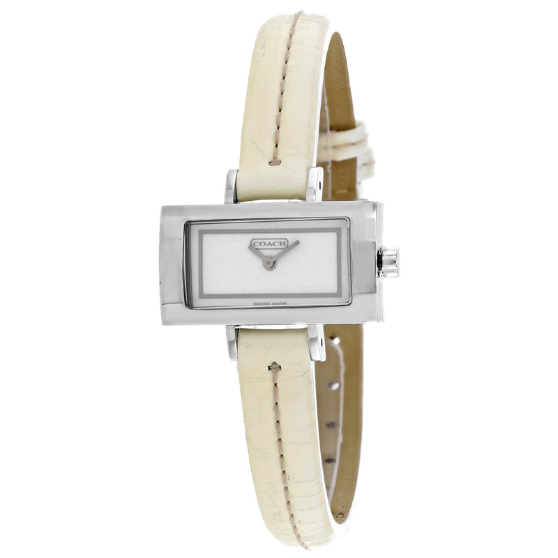 Coach Women's Beige Leather White Dial