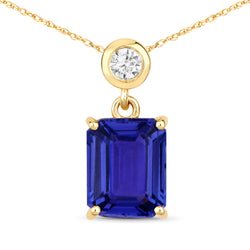 2.62 Carat Genuine Tanzanite and White Diamond 14K Yellow Gold Pendant