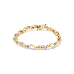 10K Yellow and White Gold 1/2 Cttw Channel Set Diamond Infinity Link 7" Tennis Bracelet (H-I Color, I1-I2 Clarity)