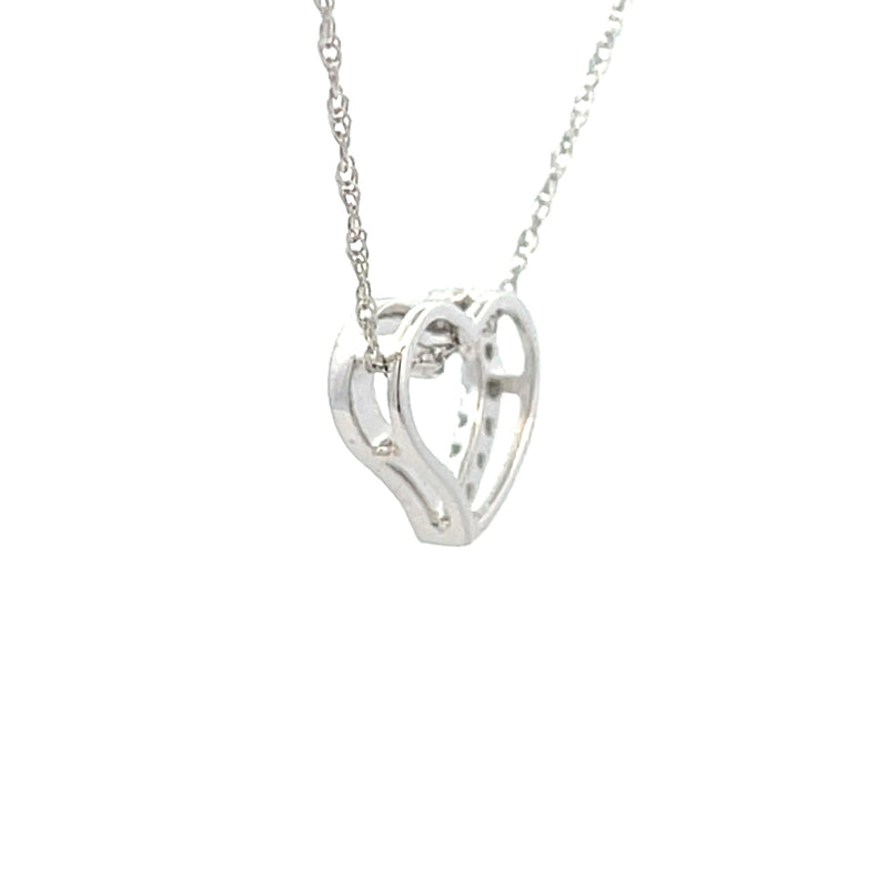 .09ct Diamond Heart Love Pendant 14KT White Gold