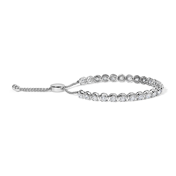 14K White Gold 6.00 Cttw Diamond 4”-10” Adjustable Bolo Tennis Bracelet (I-J Color, I1-I2 Clarity)