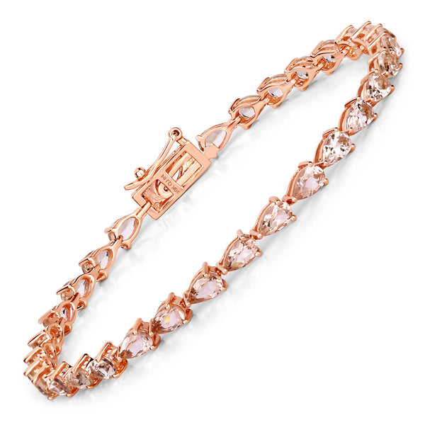 5.58 Carat Genuine Morganite 10K Rose Gold Bracelet