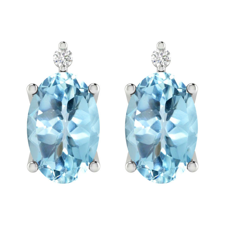 V3 Jewelry Natural London Blue Topaz and Sky Blue Topaz Sterling Silver Stud Earrings Set