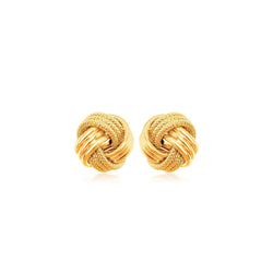 10k Yellow Gold Love Knot with Ridge Texture Earrings