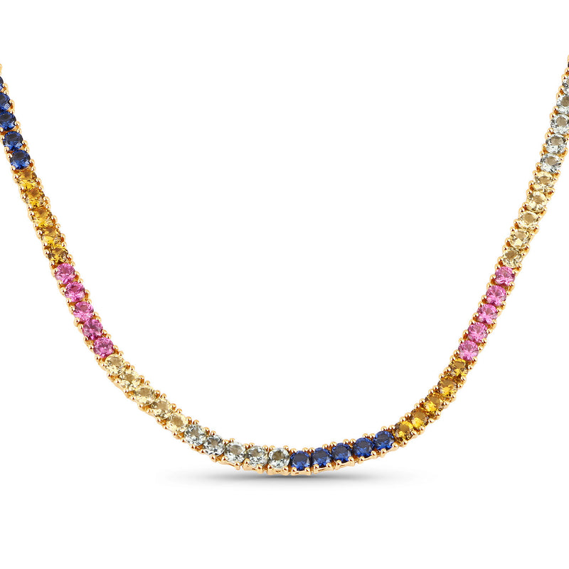 11.65 Carat Created Multi Sapphire .925 Sterling Silver Necklace