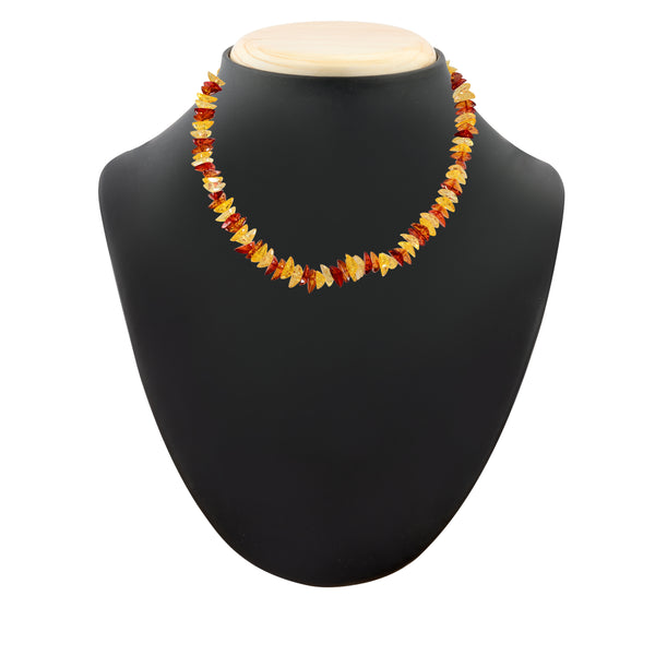 V3 Jewelry Yellow & Red Amber Chip Statement Necklace