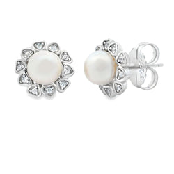 FW Pearl Cubic Zirconia Earrings Sterling Silver