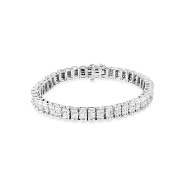 14K White Gold 5.00 Cttw Invisible Set Princess-Cut Diamond Belt and Buckle Tennis 7" Bracelet (H-I Color, SI1-SI2 Clarity)