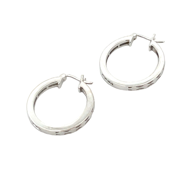 Genuine .50ct Diamond Hoop Earrings 10KT White Gold