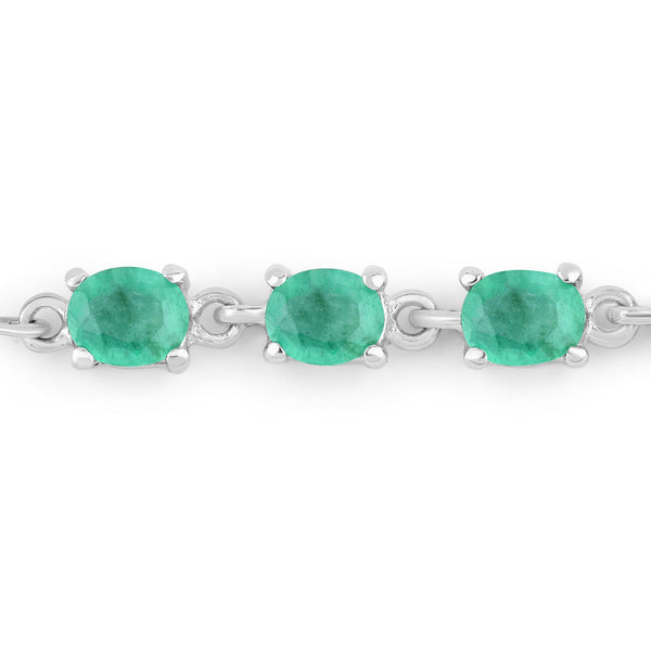 1.68 Carat Genuine Emerald .925 Sterling Silver Bracelet