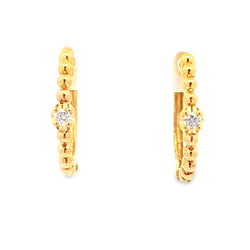 Genuine .10ct Diamond Hoop Earrings 10KT Yellow Gold