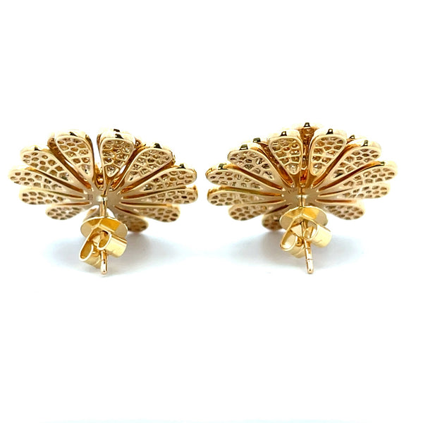 Genuine 4.10ct Diamond Flower Earrings 18KT Yellow Gold