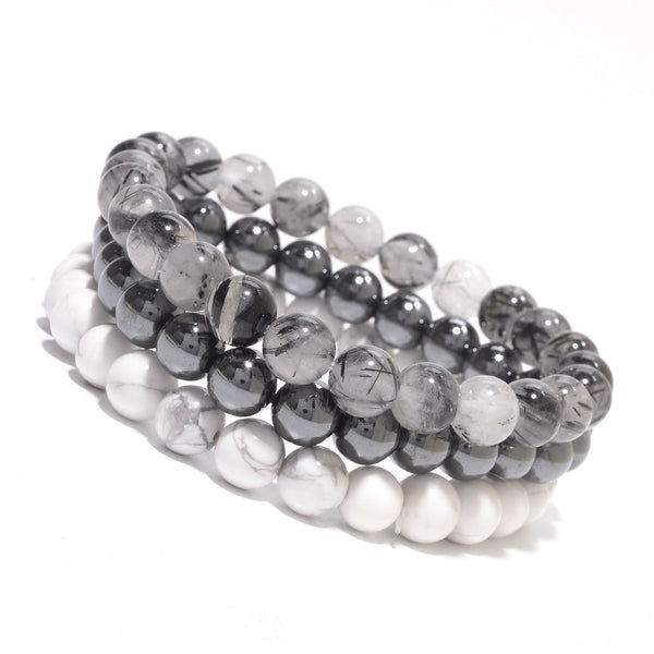 V3 Jewelry Rutilated Quartz & Gemstone Stretch Bracelet - Set of Three