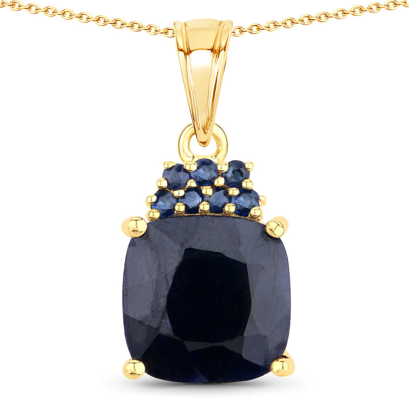 7.28 Carat Dyed Sapphire and Blue Sapphire .925 Sterling Silver Pendant