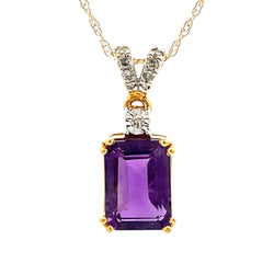 Amethyst Diamond Fashion Pendants 10KT Yellow Gold