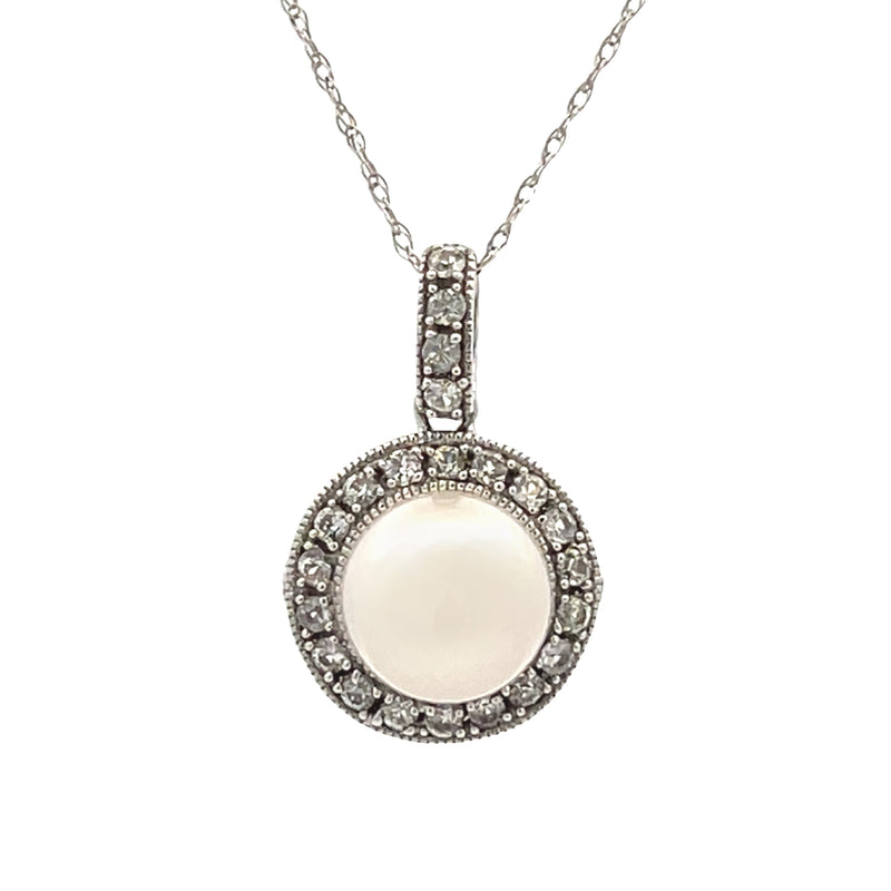 Pearl White Sapphire Fashion Pendants 14KT White Gold