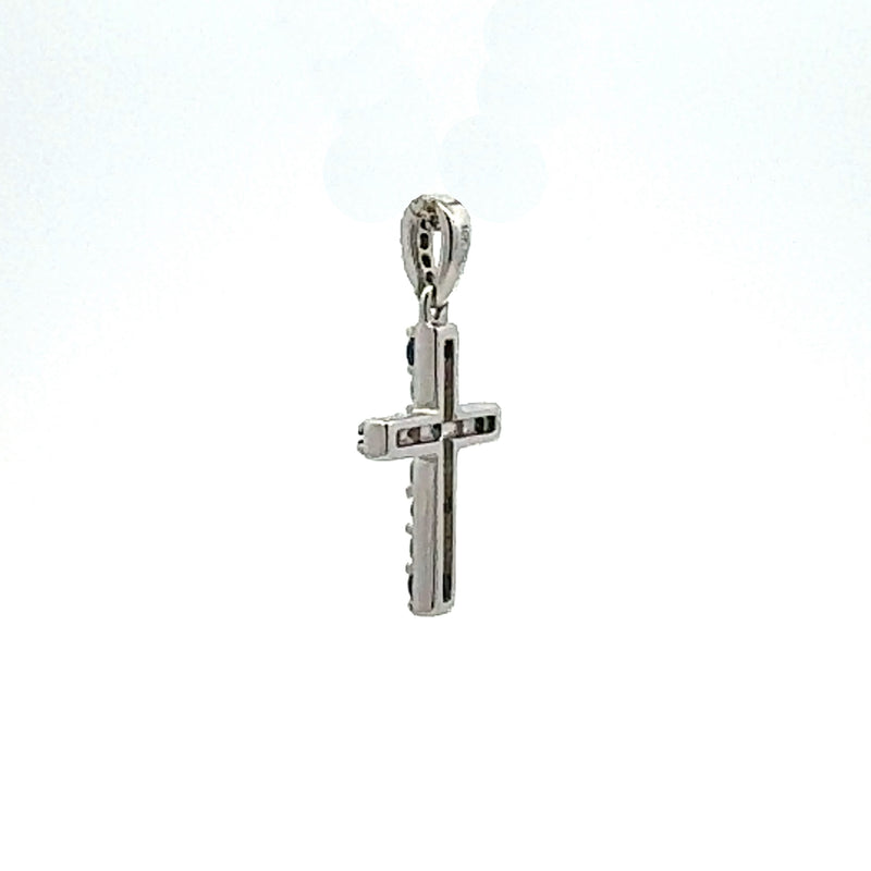 .40ct Sapphire Cross Religious Pendant 10KT White Gold