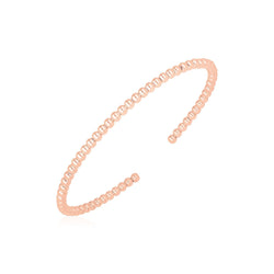 14k Rose Gold High Polish Bead Cuff Bangle (3mm)