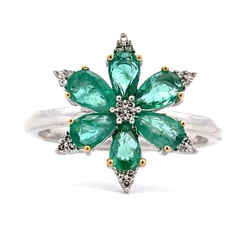 Natural 1.16ct Emerald Diamond Ring 14KT White Gold