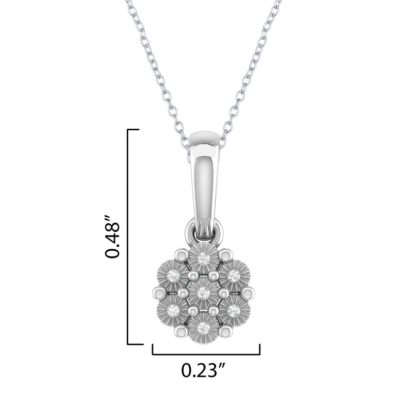 V3 Jewelry White Diamond & Sterling Silver Floral Pendant