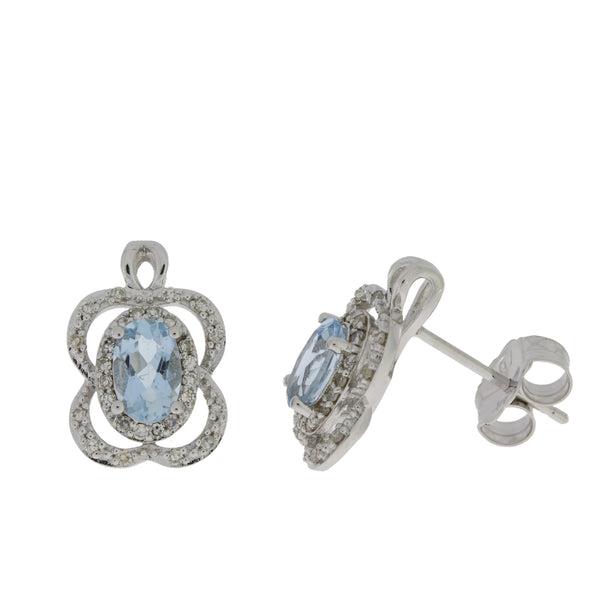 .97ct Aquamarine Diamond Earrings 14KT White Gold