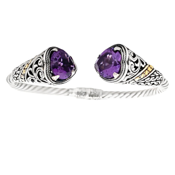 Amethyst Cuff Bracelet Sterling Silver 18KT Gold