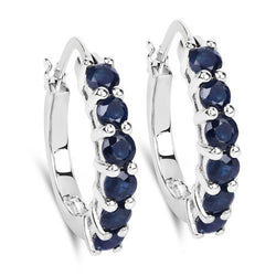 1.32 Carat Genuine Blue Sapphire .925 Sterling Silver Earrings