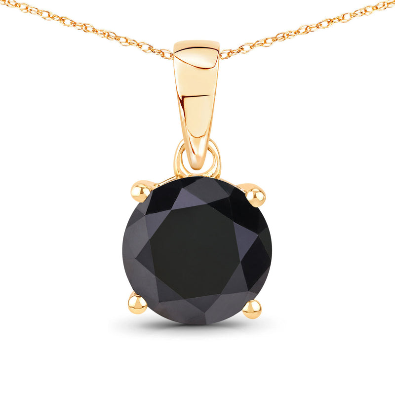 2.80 Carat Genuine Black Diamond 14K Yellow Gold Pendant