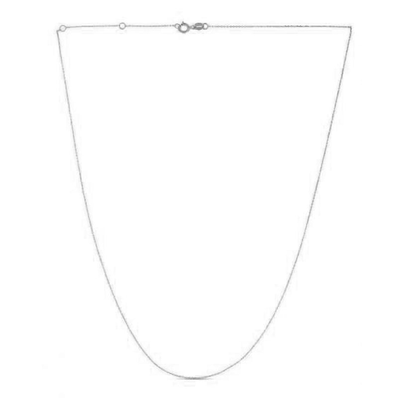 Double Extendable Diamond Cut Cable Chain in White Gold (0.87 mm)