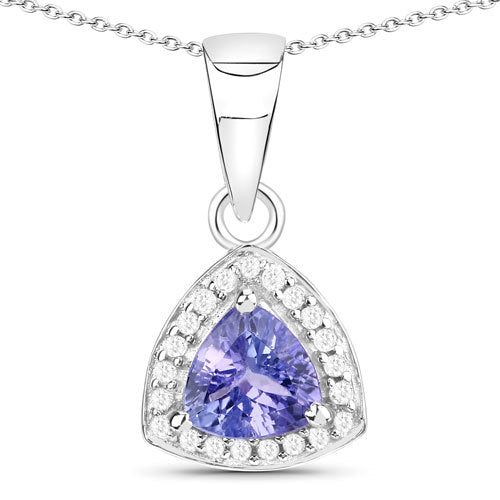 0.75 Carat Genuine Tanzanite .925 Sterling Silver Pendant