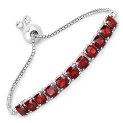 7.37 Carat Genuine Garnet .925 Sterling Silver Bracelet