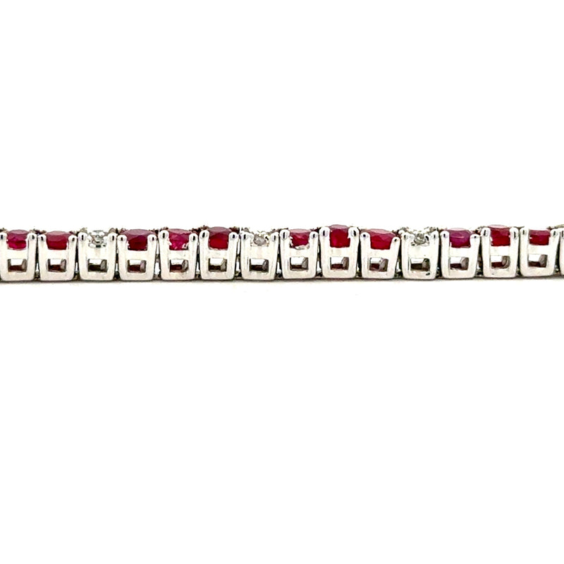 4.93ct Ruby Diamond Tennis Bracelet 14KT White Gold