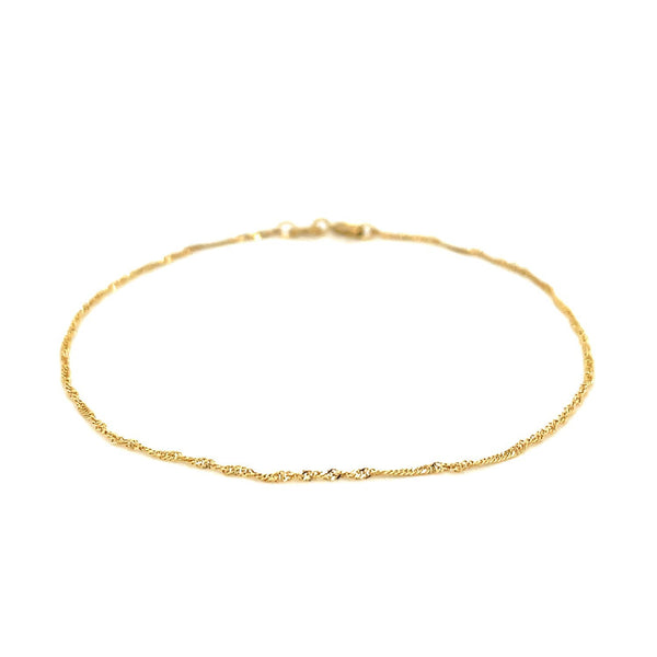 14k Yellow Gold Singapore Bracelet 1.0mm