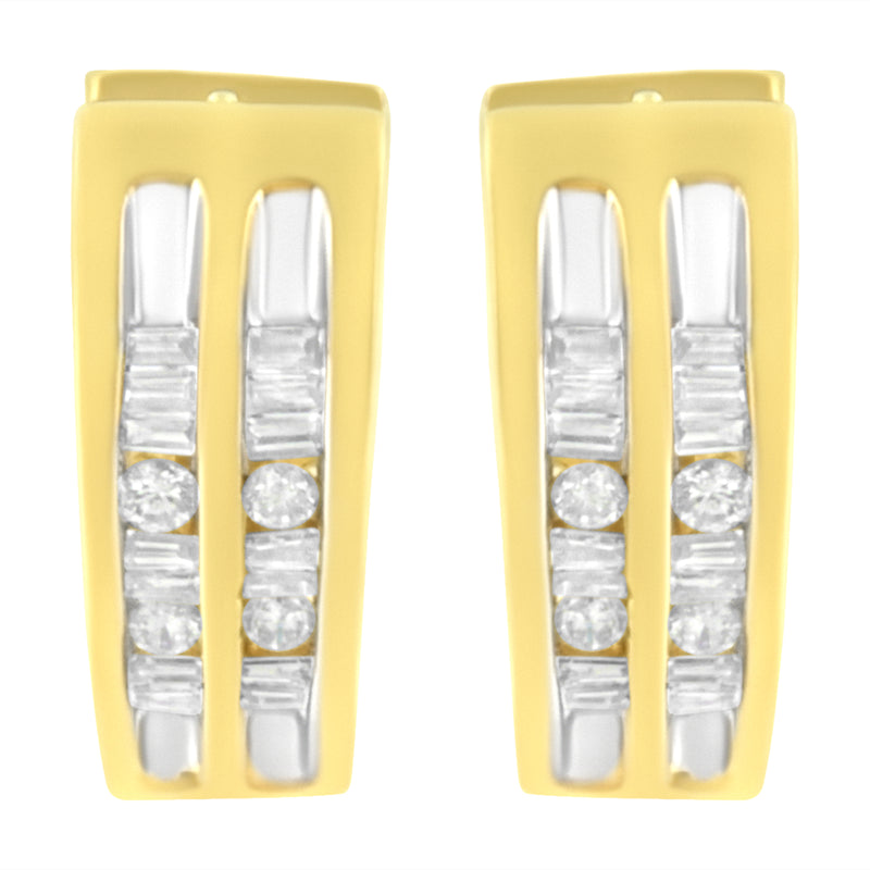 10K Yellow Gold 1/2 cttw Diamond Huggy Heart Hoop Earrings (I-J Clarity, I2-I3 Color)