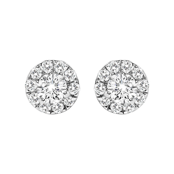 14K White Gold 1/3 Cttw Lab-Grown Diamond Halo Stud Earring (F-G Color, VS1-VS2 Clarity)