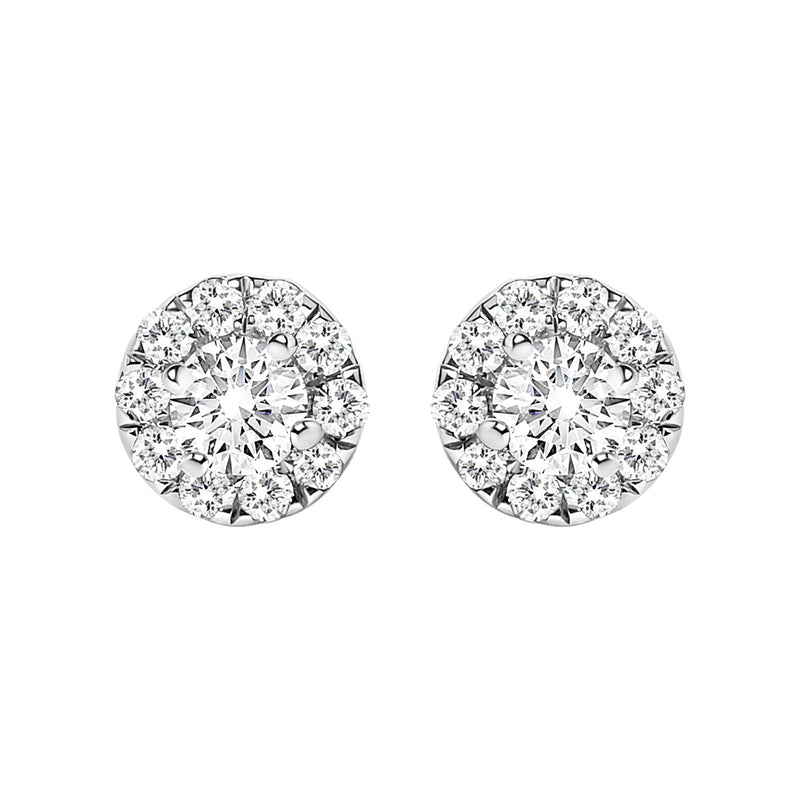 14K White Gold 1/3 Cttw Lab-Grown Diamond Halo Stud Earring (F-G Color, VS1-VS2 Clarity)