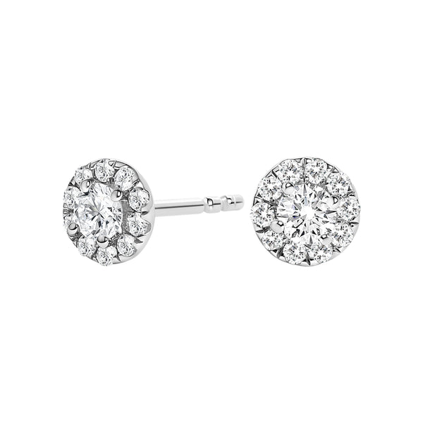 14K White Gold 1/3 Cttw Lab-Grown Diamond Halo Stud Earring (F-G Color, VS1-VS2 Clarity)