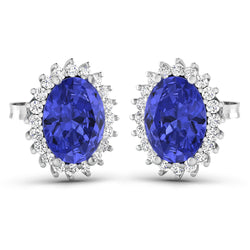 2.56 Carat Genuine Tanzanite and White Diamond 14K White Gold Earrings