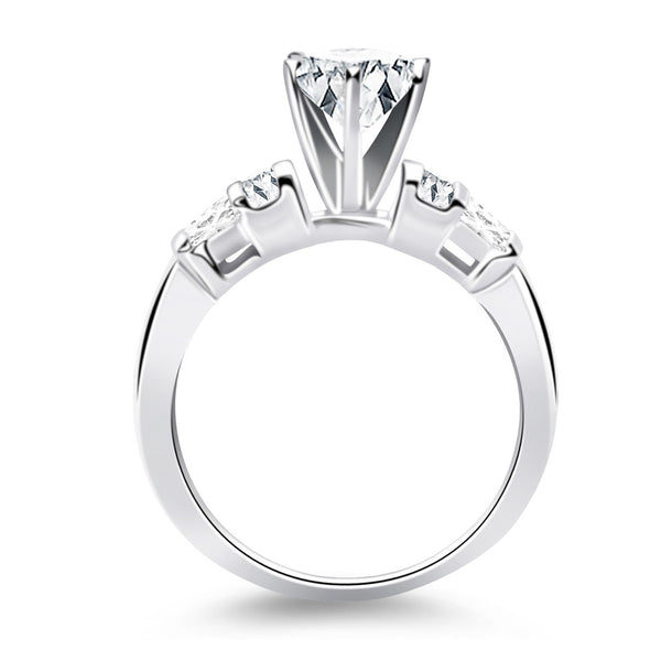 14k White Gold Multi Diamond Engagement Ring Mounting