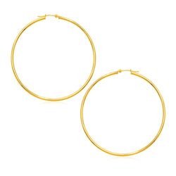 14k Yellow Gold Polished Large Round Hoop Earrings