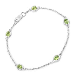 1.75 Carat Genuine Peridot .925 Sterling Silver Bracelet